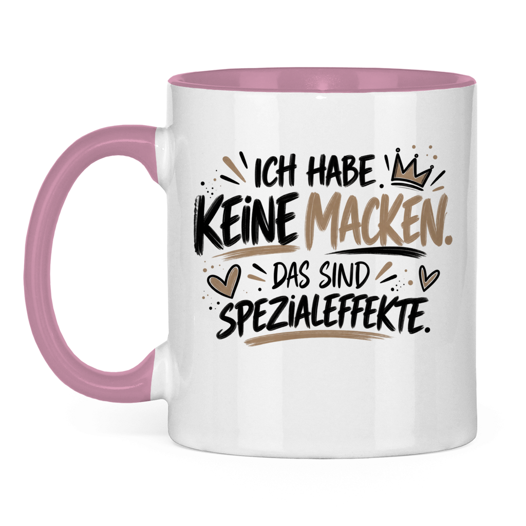 Lustige Tasse „Ich habe keine Macken – das sind Spezialeffekte“ – Spruchtasse