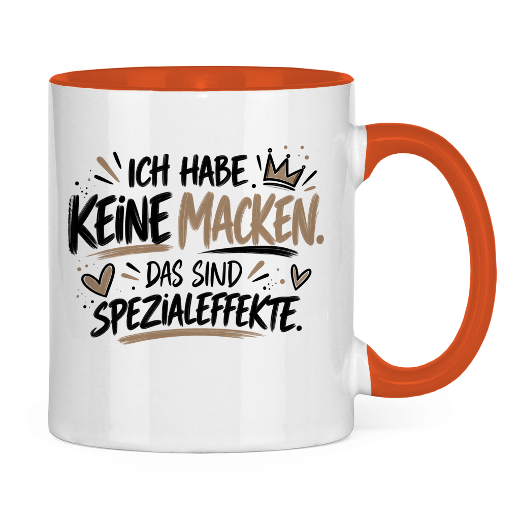 Lustige Tasse „Ich habe keine Macken – das sind Spezialeffekte“ – Spruchtasse