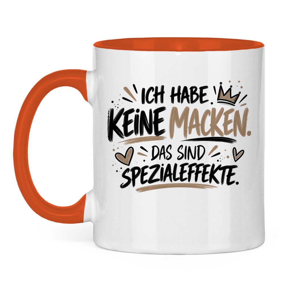 Lustige Tasse „Ich habe keine Macken – das sind Spezialeffekte“ – Spruchtasse