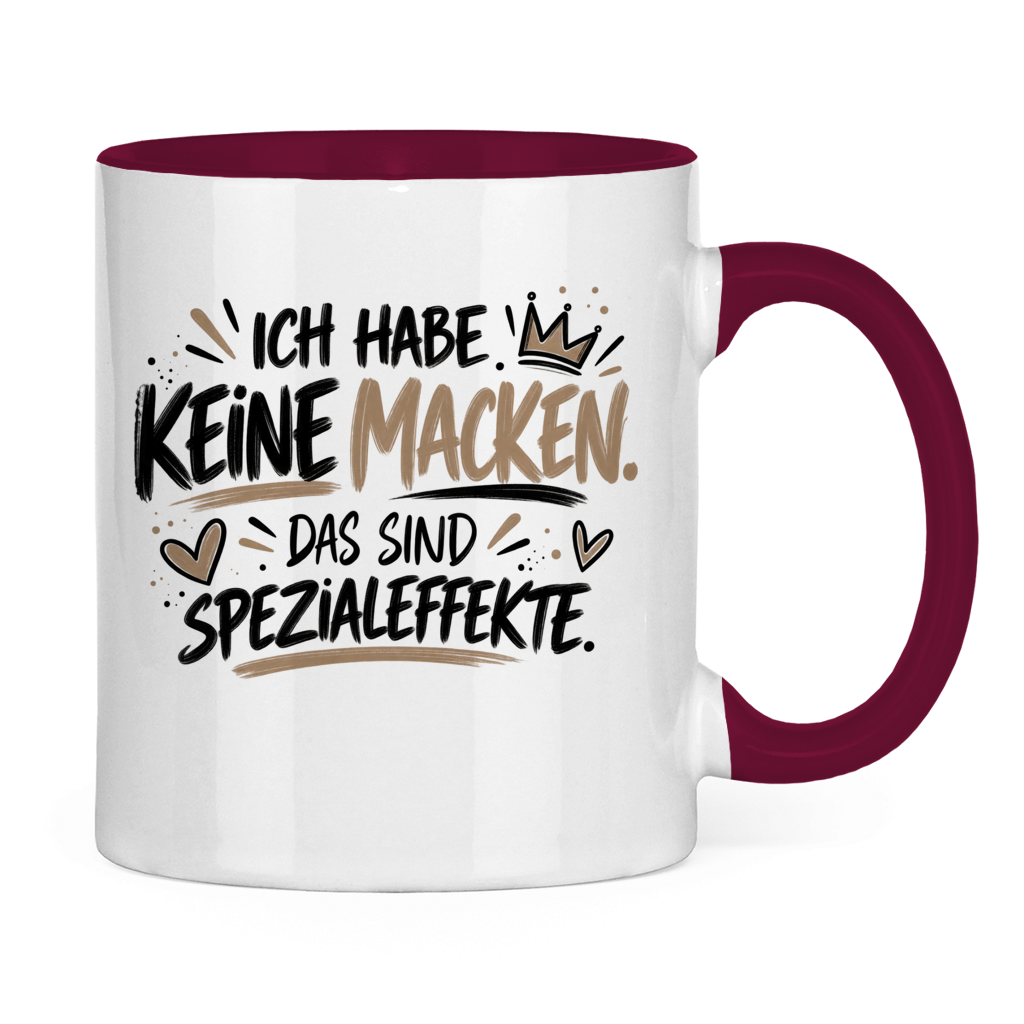 Lustige Tasse „Ich habe keine Macken – das sind Spezialeffekte“ – Spruchtasse