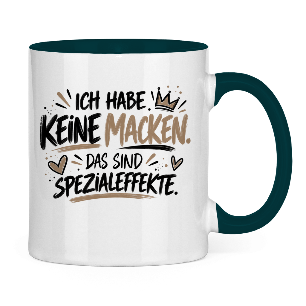 Lustige Tasse „Ich habe keine Macken – das sind Spezialeffekte“ – Spruchtasse