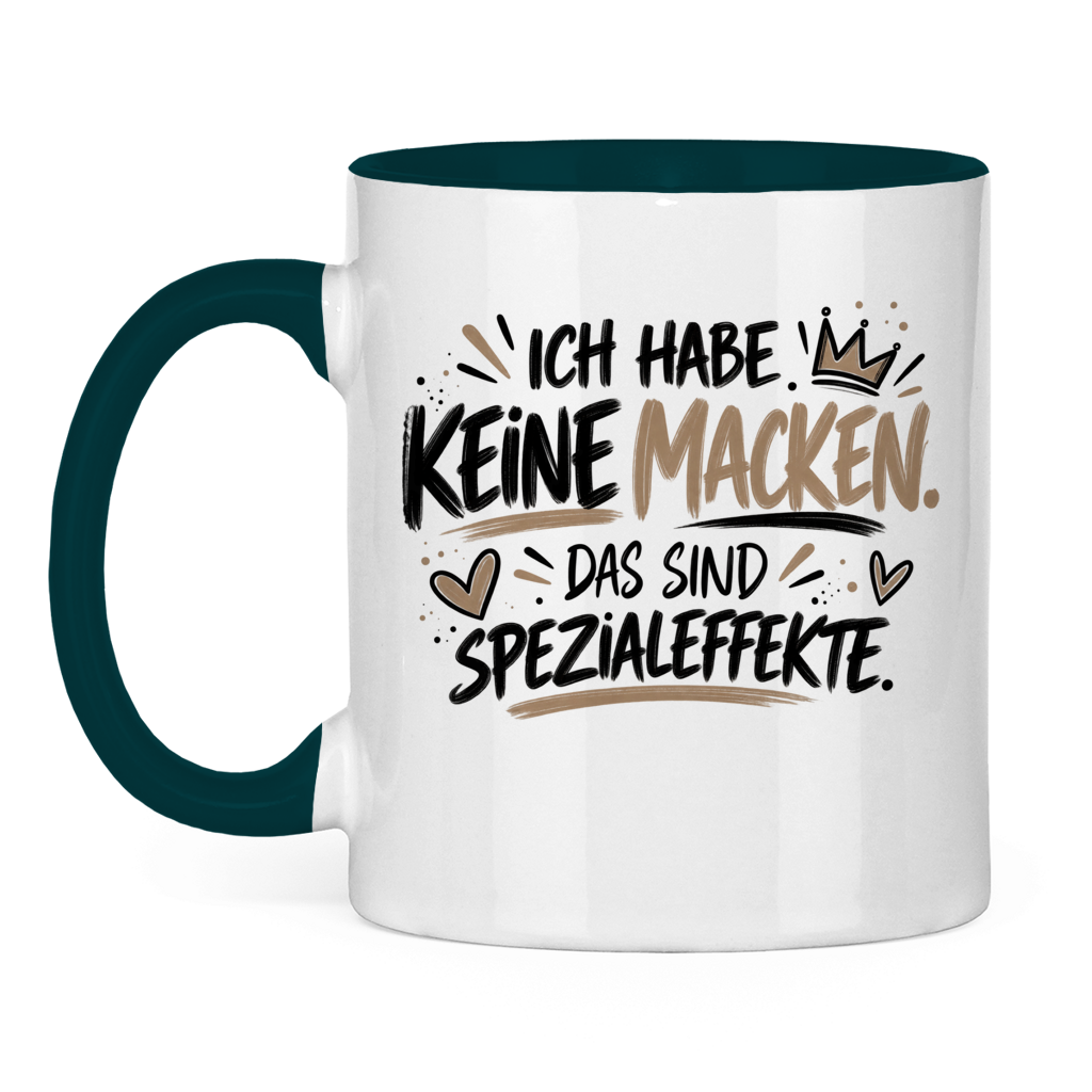 Lustige Tasse „Ich habe keine Macken – das sind Spezialeffekte“ – Spruchtasse