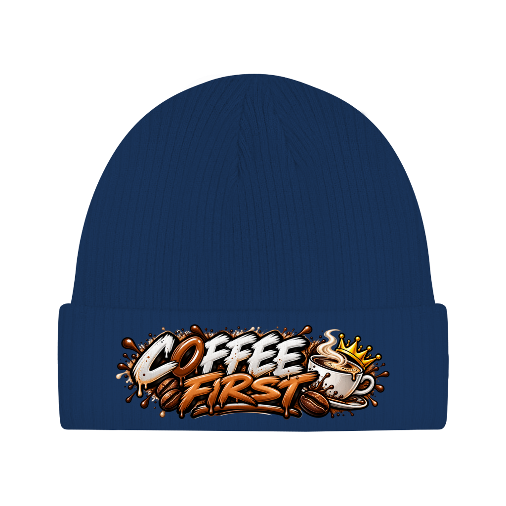 Beanie aus Bio-Baumwolle - Coffee first