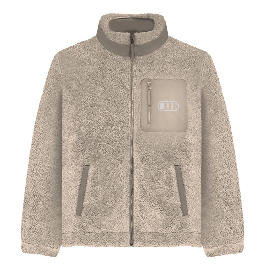 Low Battery Sherpa Jacke – Unisex Fleece Jacke mit Statement