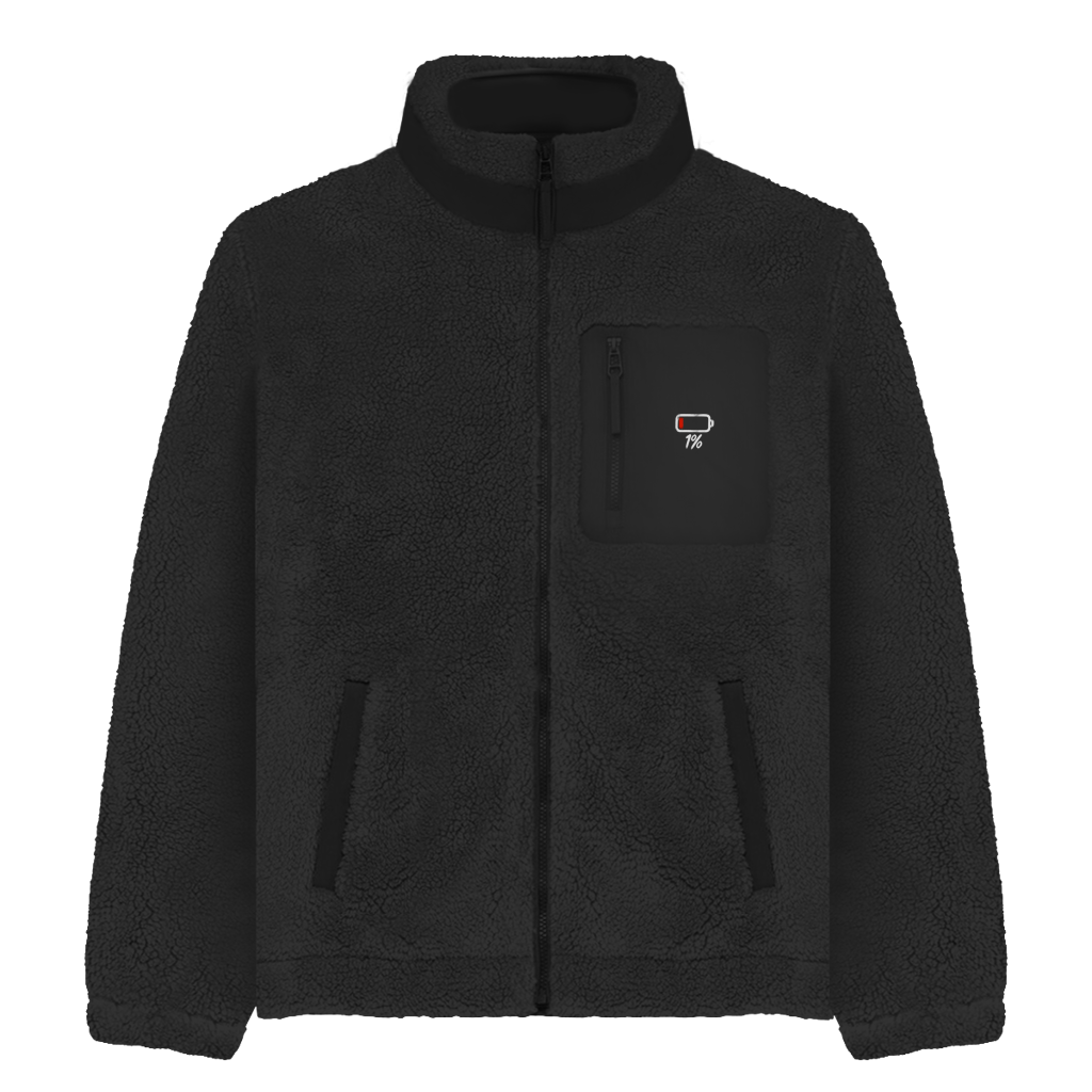 Social Battery 1% Sherpa Jacke – Unisex Statement Fleece Jacke