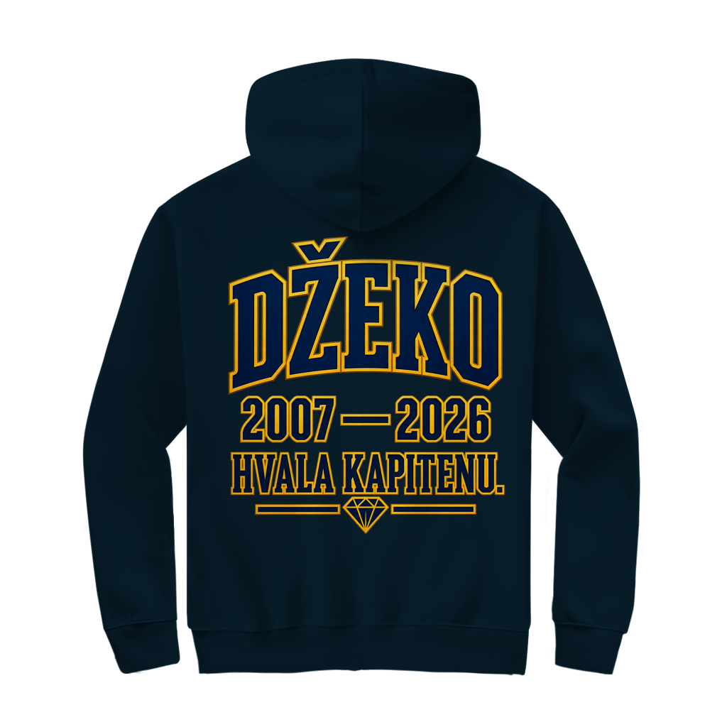 Džeko 11 Herren Zipper Hoodie – 2007–2026 | Hvala Kapitenu | Bosnien Fan Hoodie