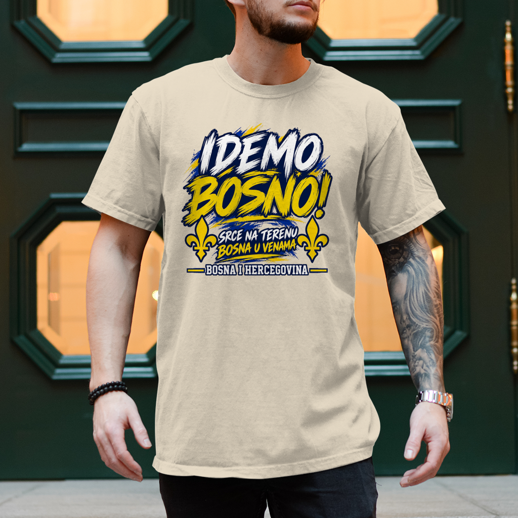 Bosnien T-Shirt Herren – IDEMO BOSNO! Fußball Fan Shirt | Bosna & Herzegowina
