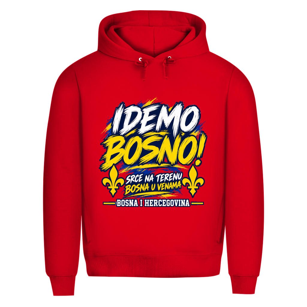 Bosnien Hoodie Herren – IDEMO BOSNO! Fußball Fan Hoodie | Bosna & Herzegowina
