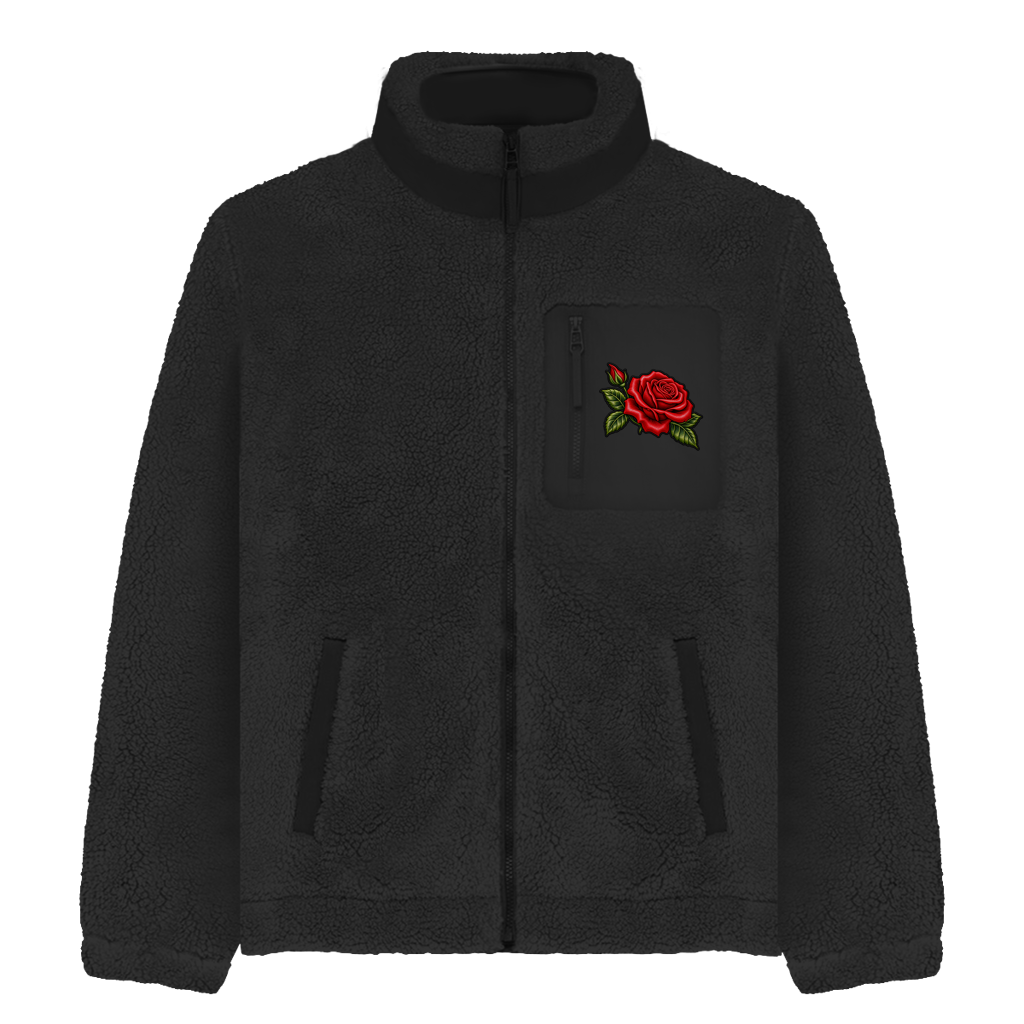 Sherpa Jacke Rose – Unisex Fleece Jacke mit Motiv | Cozy & Warm