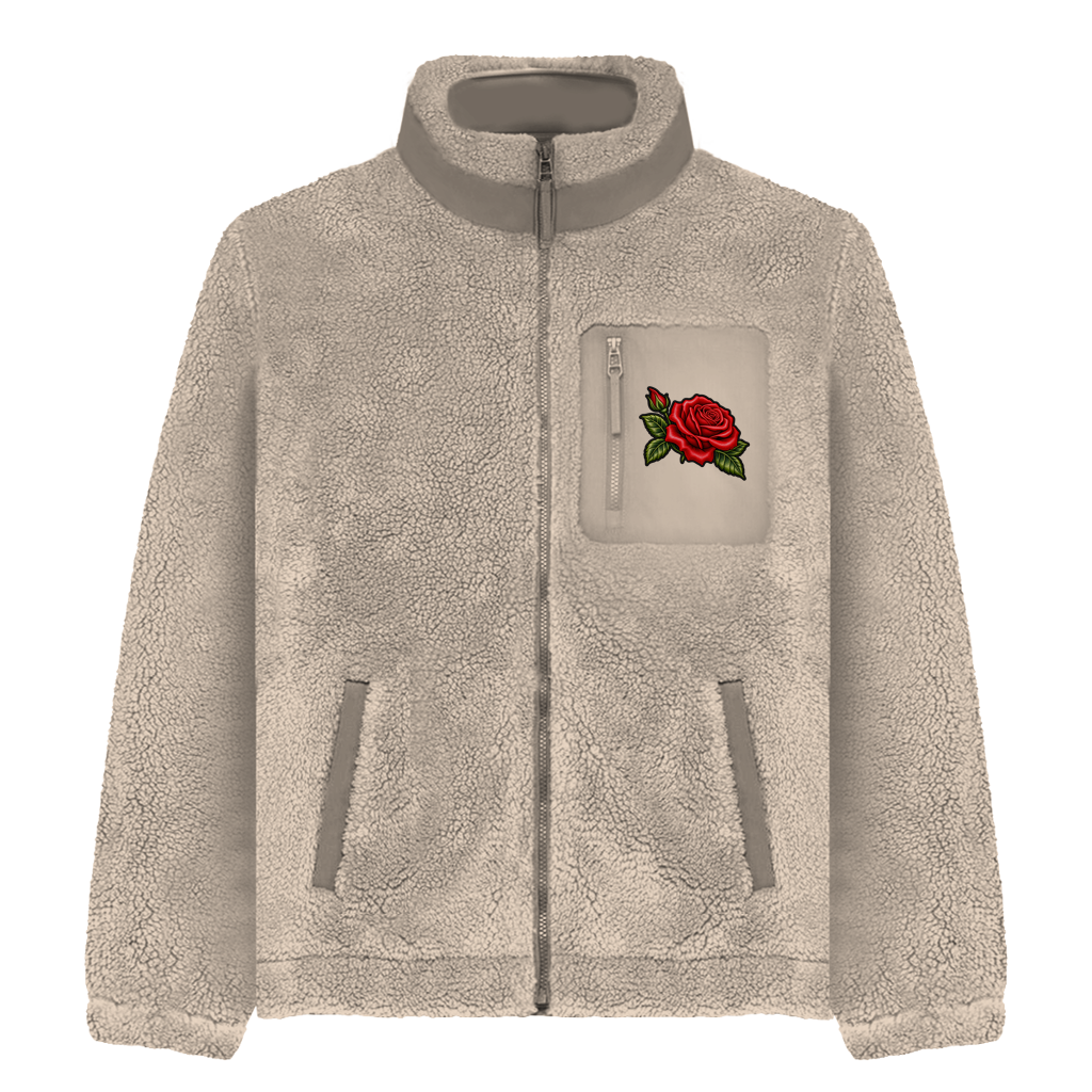 Sherpa Jacke Rose – Unisex Fleece Jacke mit Motiv | Cozy & Warm