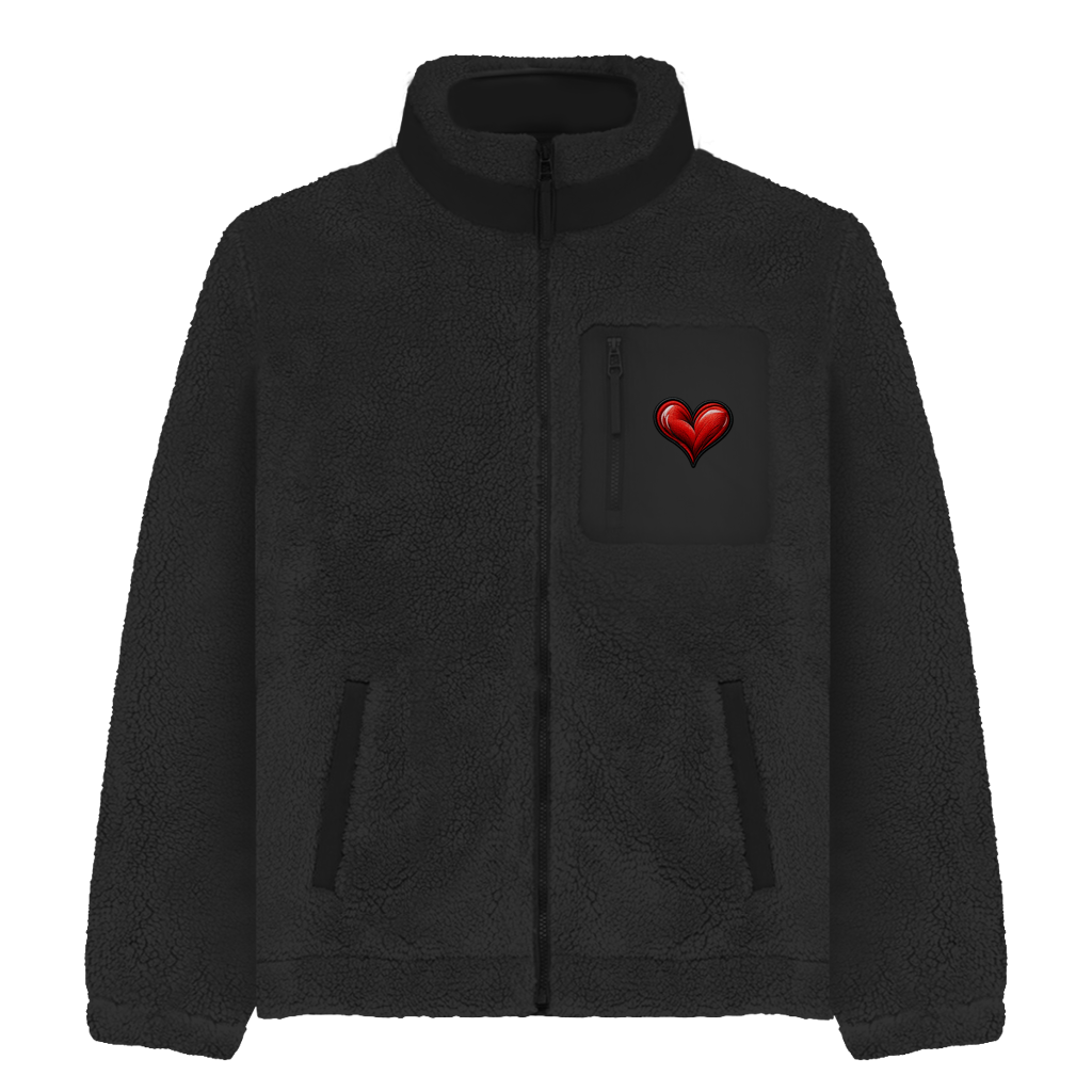 Sherpa Jacke Herz – Unisex Fleece Jacke mit Motiv | Cozy & Warm