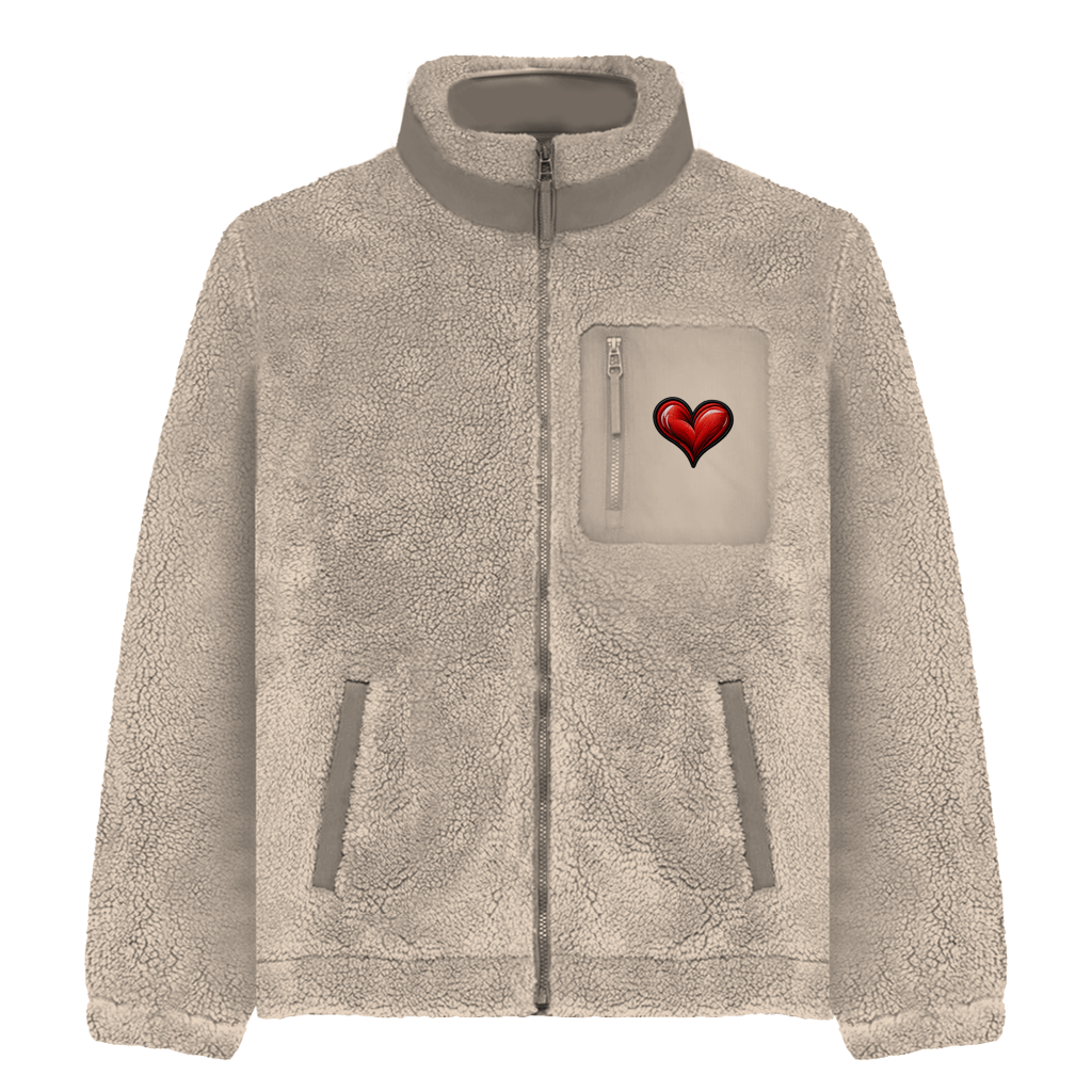 Sherpa Jacke Herz – Unisex Fleece Jacke mit Motiv | Cozy & Warm