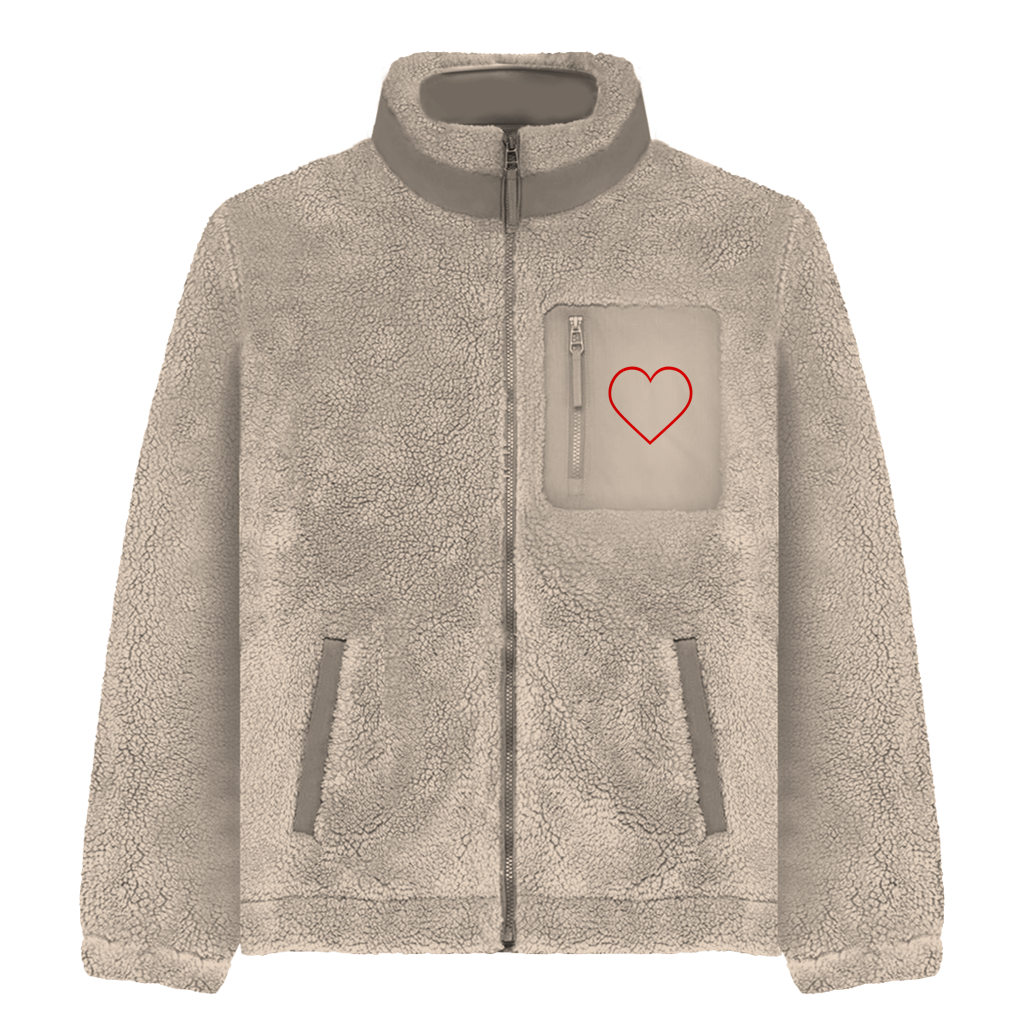 Sherpa Jacke Herz Outline – Unisex Fleece Jacke mit Motiv | Cozy & Warm