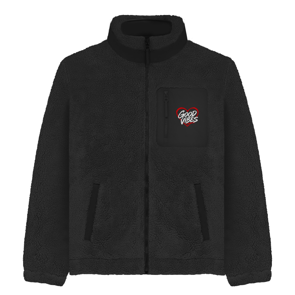 Sherpa Jacke Good Vibes ❤️– Unisex Fleece Jacke mit Motiv | Cozy & Warm