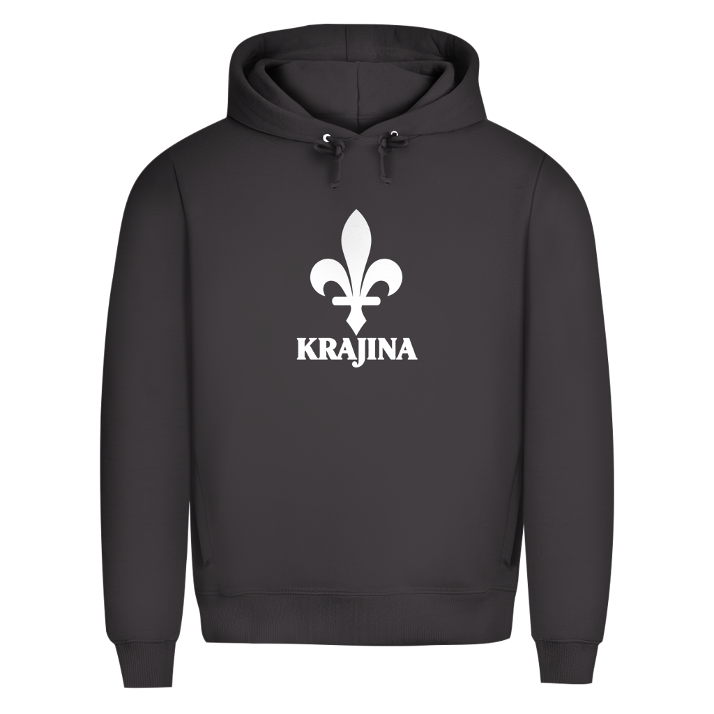 Krajina muški premium organski hoodie – Bosanski ljiljan bijeli