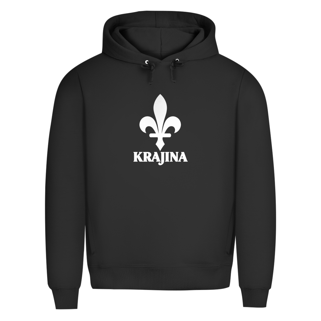 Krajina muški premium organski hoodie – Bosanski ljiljan bijeli