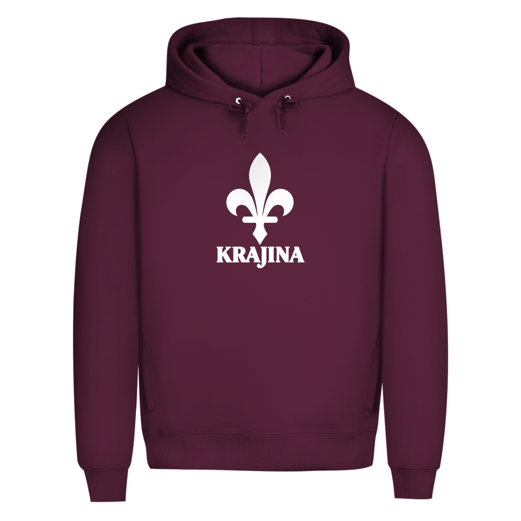 Krajina muški premium organski hoodie – Bosanski ljiljan bijeli