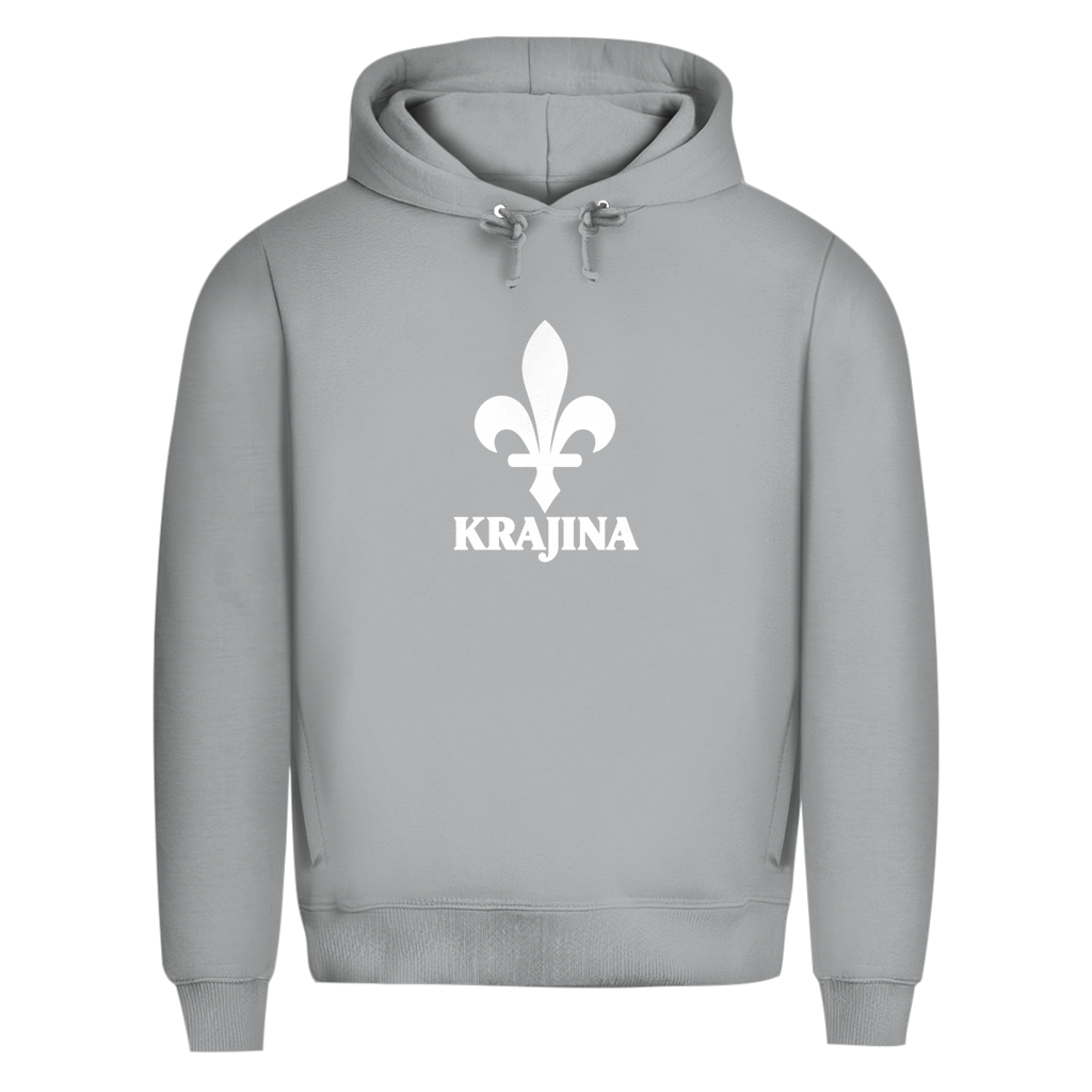 Krajina muški premium organski hoodie – Bosanski ljiljan bijeli