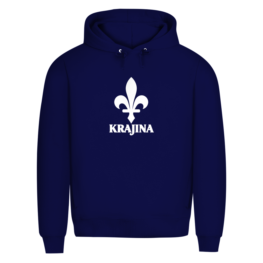Krajina muški premium organski hoodie – Bosanski ljiljan bijeli