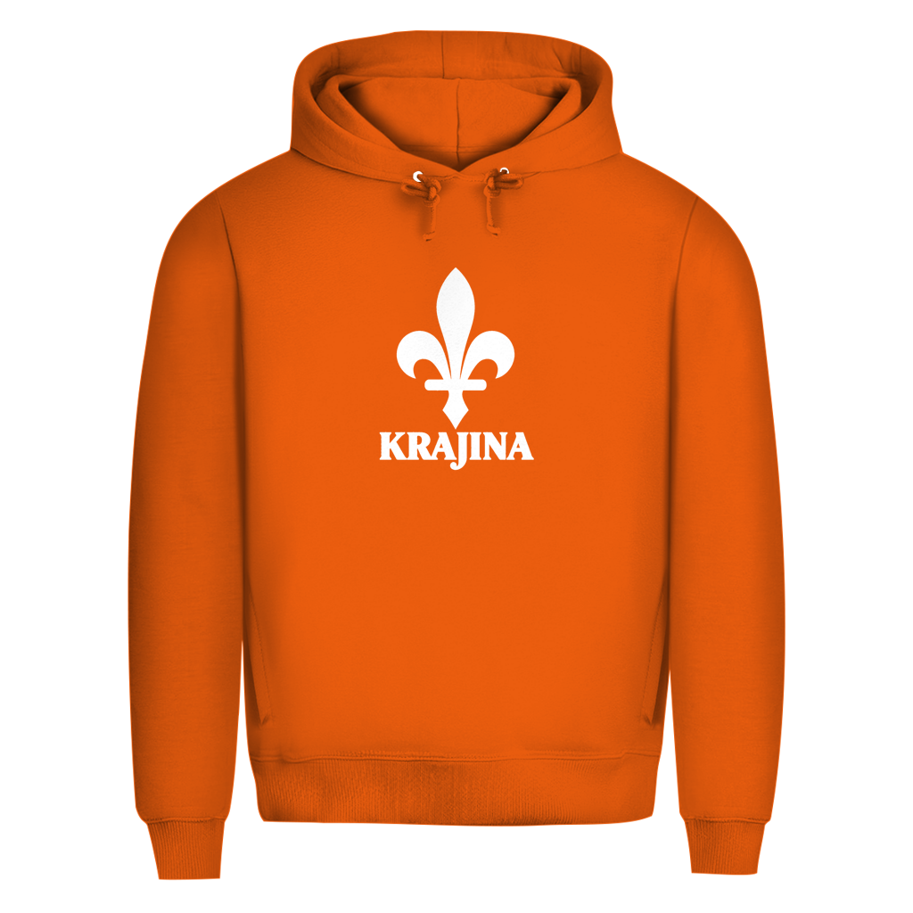 Krajina muški premium organski hoodie – Bosanski ljiljan bijeli