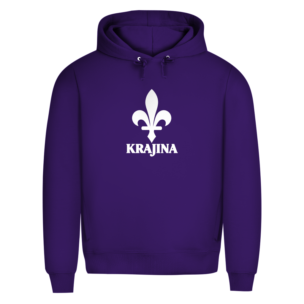 Krajina muški premium organski hoodie – Bosanski ljiljan bijeli