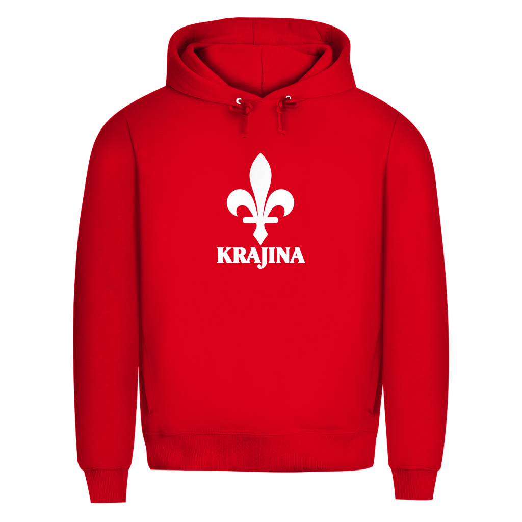Krajina muški premium organski hoodie – Bosanski ljiljan bijeli