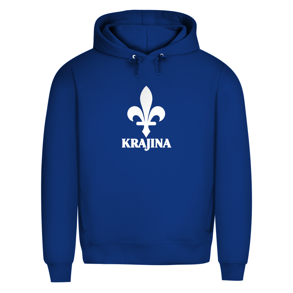 Krajina muški premium organski hoodie – Bosanski ljiljan bijeli