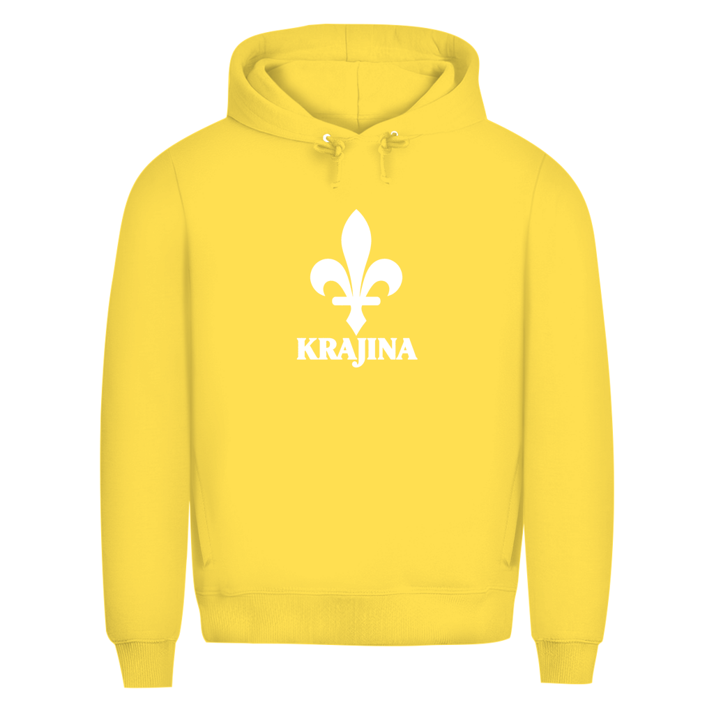 Krajina muški premium organski hoodie – Bosanski ljiljan bijeli