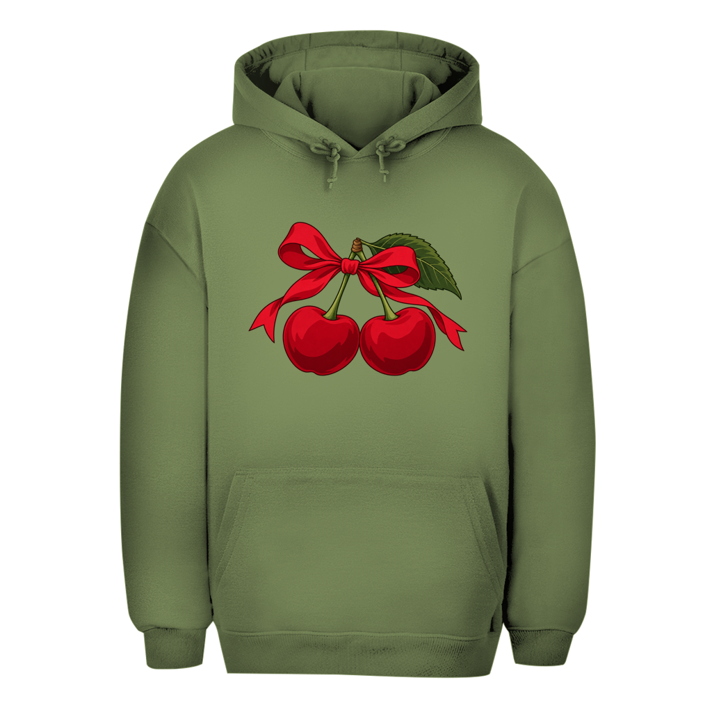 Unisex prevelika dukserica – Cherry Vibes | Dukserica sa kapuljačom i motivom trešnje