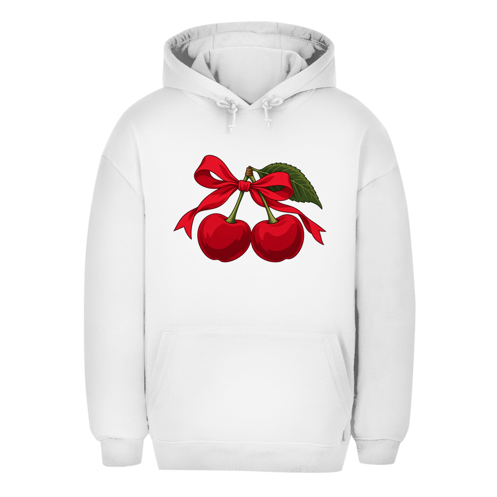Unisex prevelika dukserica – Cherry Vibes | Dukserica sa kapuljačom i motivom trešnje