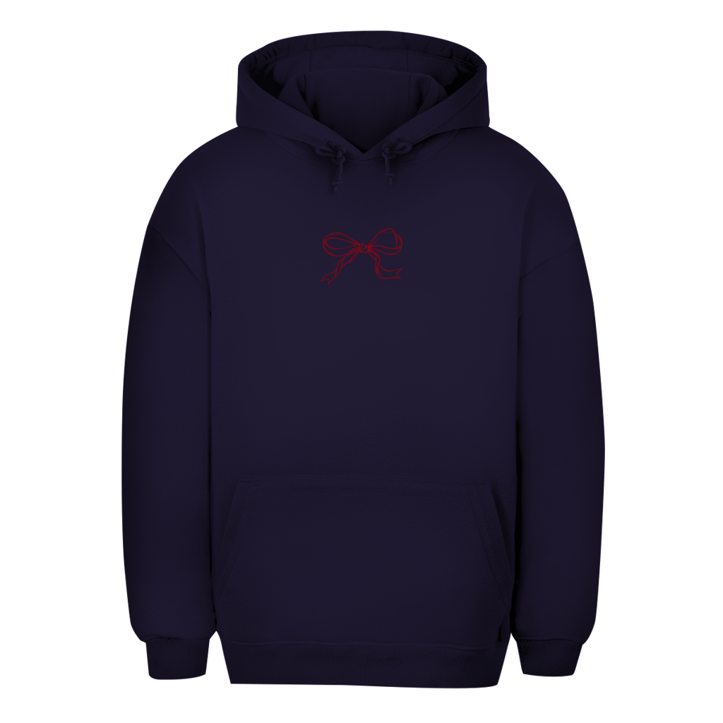 Unisex Oversize hudica – Crvena mašna | Hoodie sa malim motivom mašne