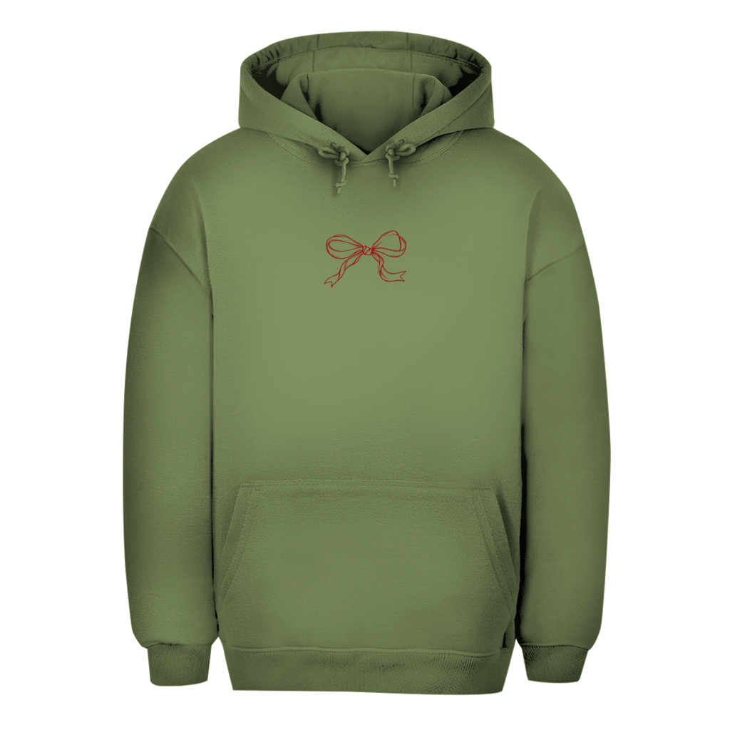 Unisex Oversize hudica – Crvena mašna | Hoodie sa malim motivom mašne