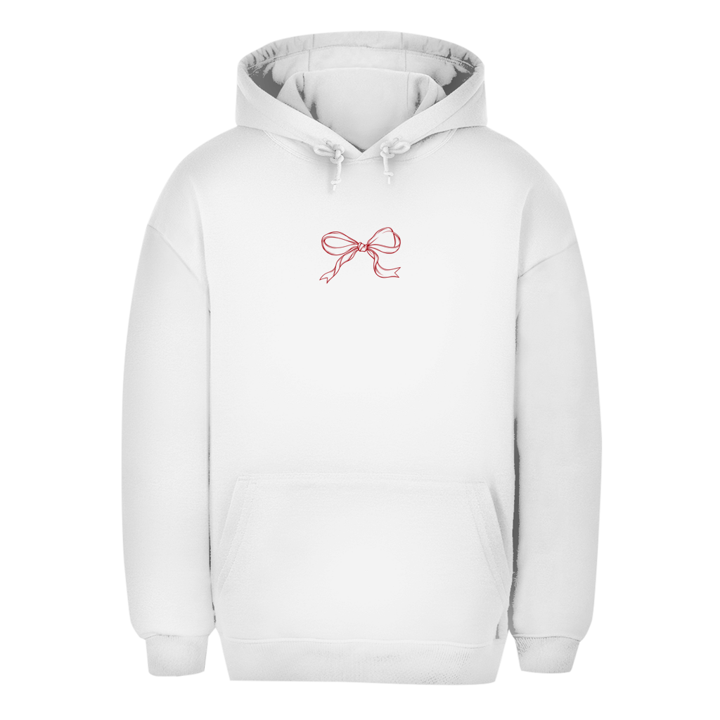 Unisex Oversize hudica – Crvena mašna | Hoodie sa malim motivom mašne