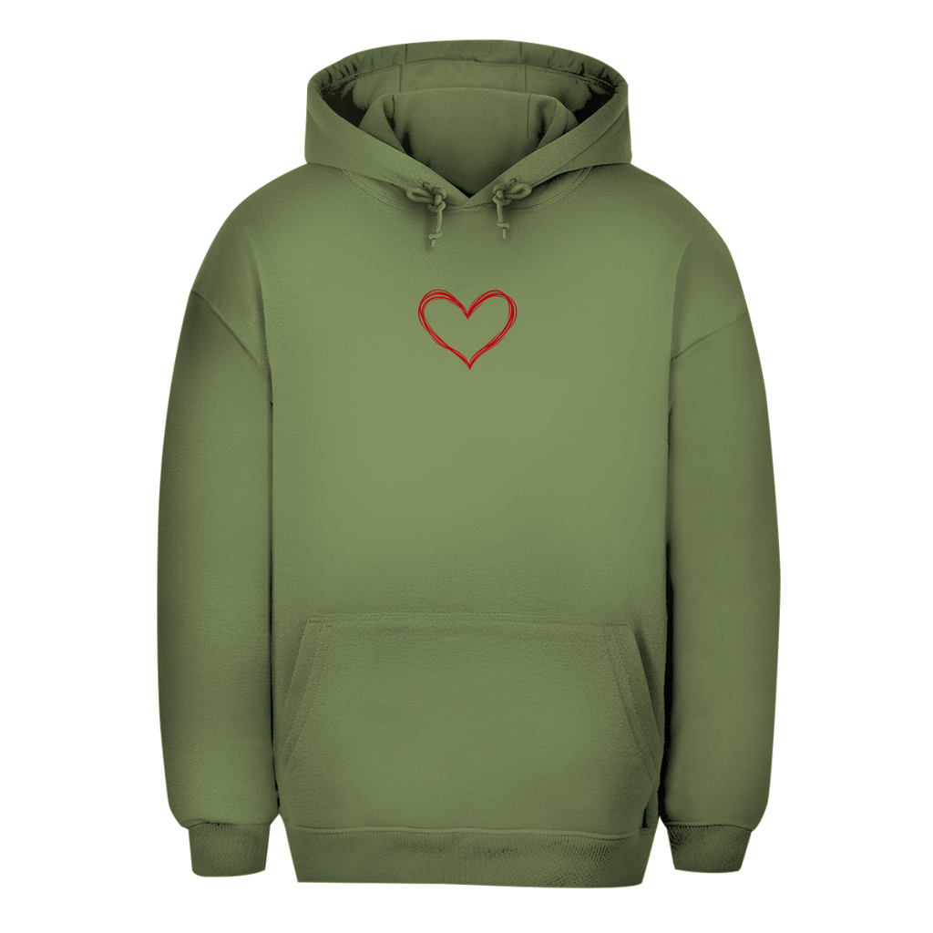 Unisex Oversize dukserica – Heart Vibes | Dukserica sa kapuljačom i malim motivom srca