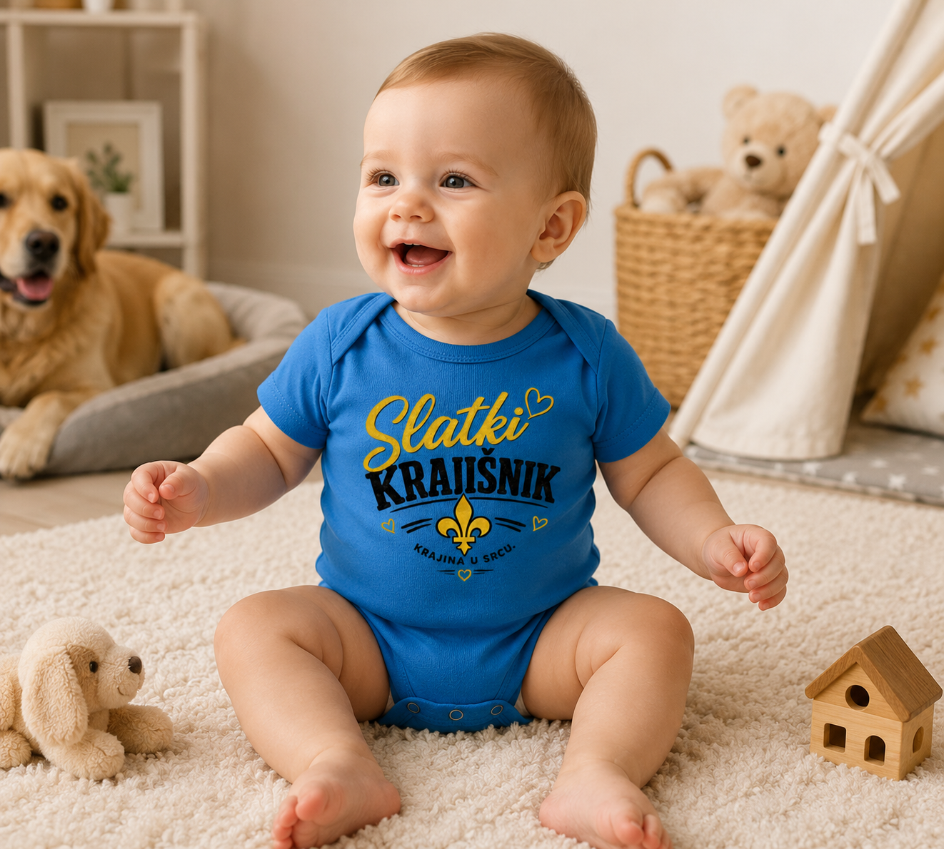 Bodi za bebe „Slatki Krajišnik“ – Zabavni bodi za bebe sa Balkana od organskog pamuka