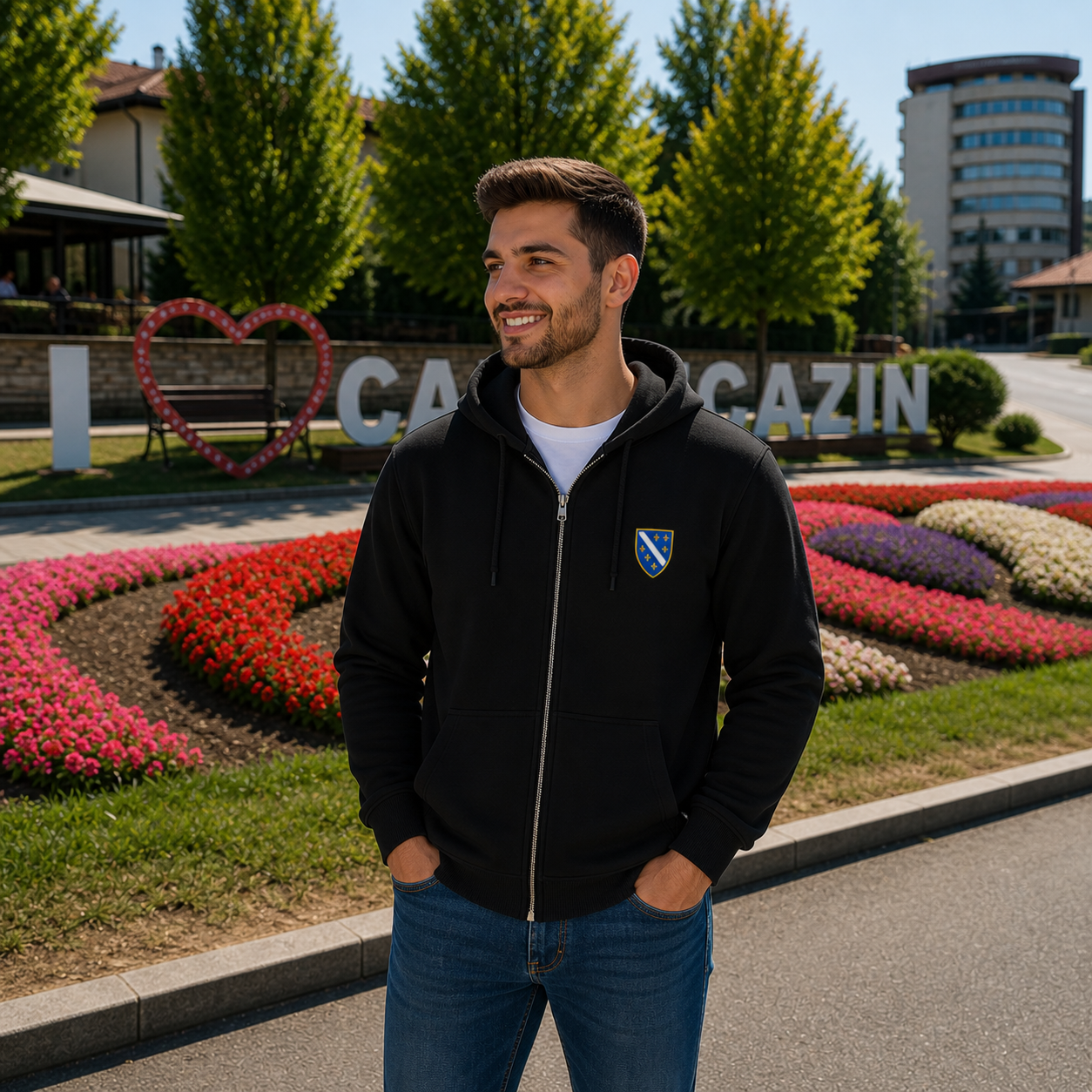Bosna Hoodie sa patentnim zatvaračem 🇧🇦 – Bosanski Grb Klasik 🔥 Najprodavanije | Lijeva strana grudi