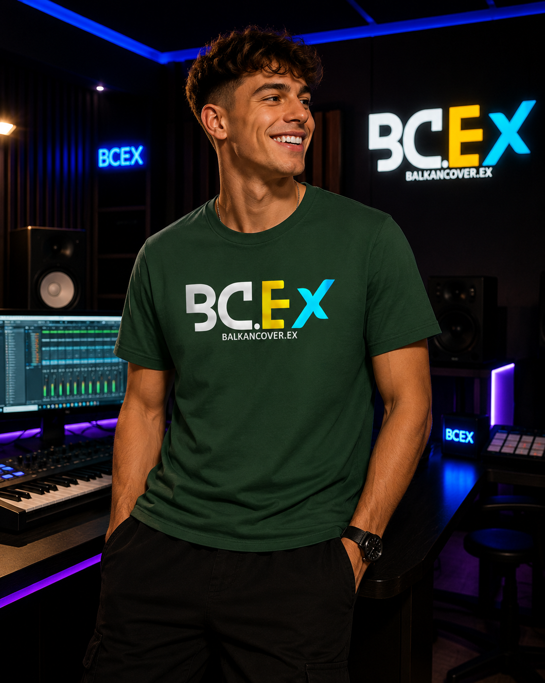 Muška teška pamučna majica BCEX | Prednji print
