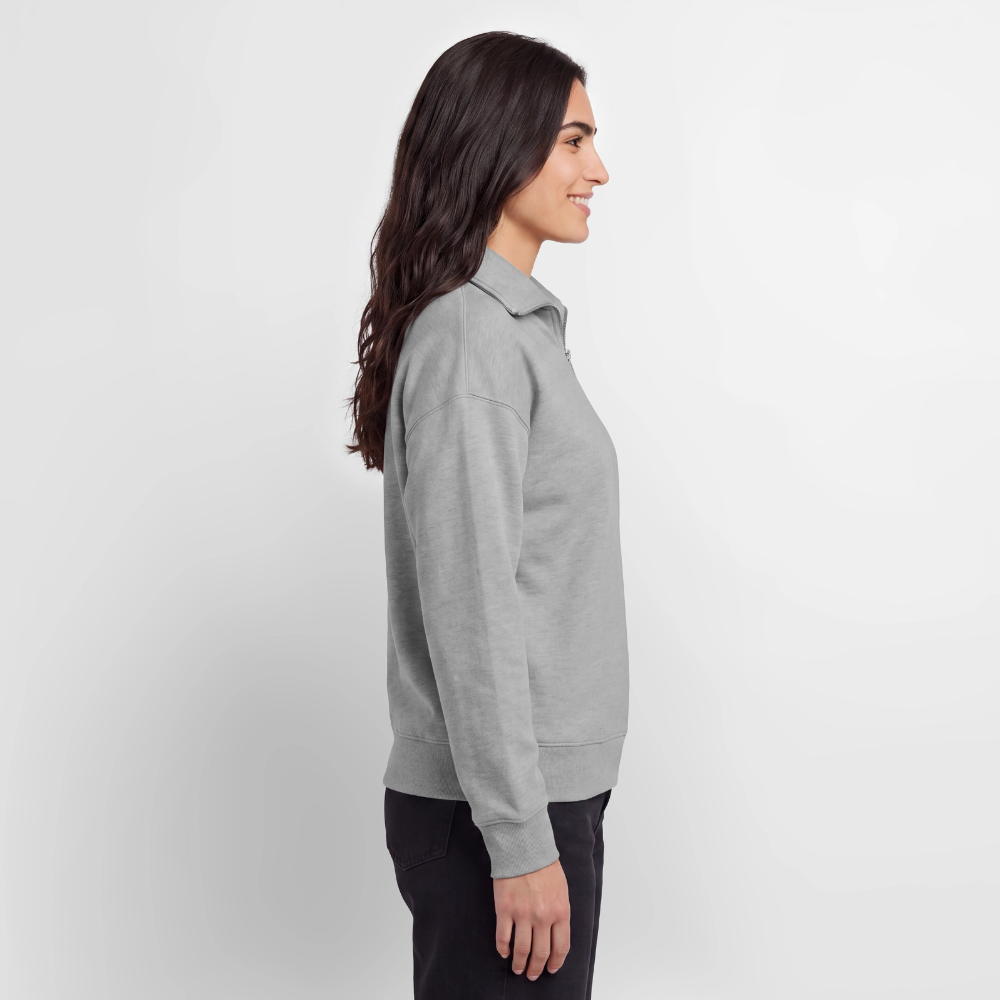 KRAJINA Premium Half-Zip Hoodie – Bosnische Lilie mit dezentem Brustprint | SPREAD - Grau meliert