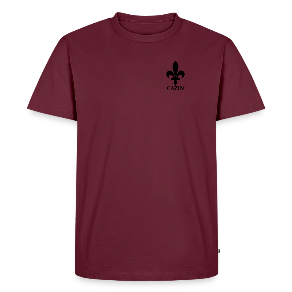 CAZIN Premium T-Shirt Herren – Bosnische Lilie | Left-Chest-Print - Burgunderrot
