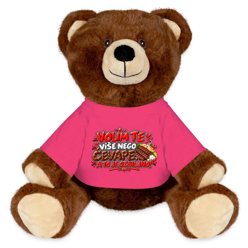 VOLIM TE VIŠE NEGO ĆEVAPE ❤️🧸 – MiniFeet® Kuschelteddy | Lustiges Balkan-Liebesgeschenk - Pink