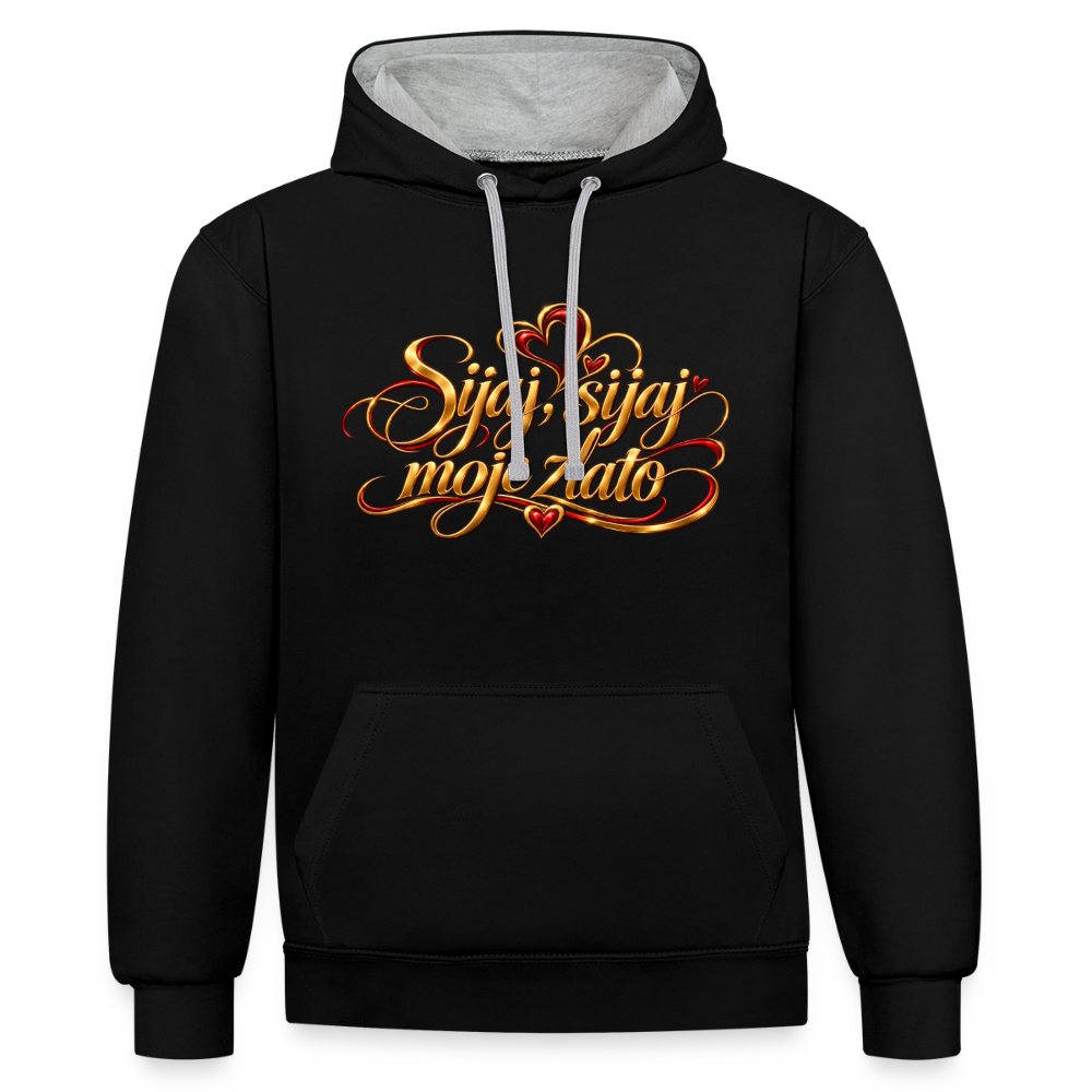 Kontrast-Hoodie - Sijaj sijaj moje zlato - Schwarz/Grau meliert