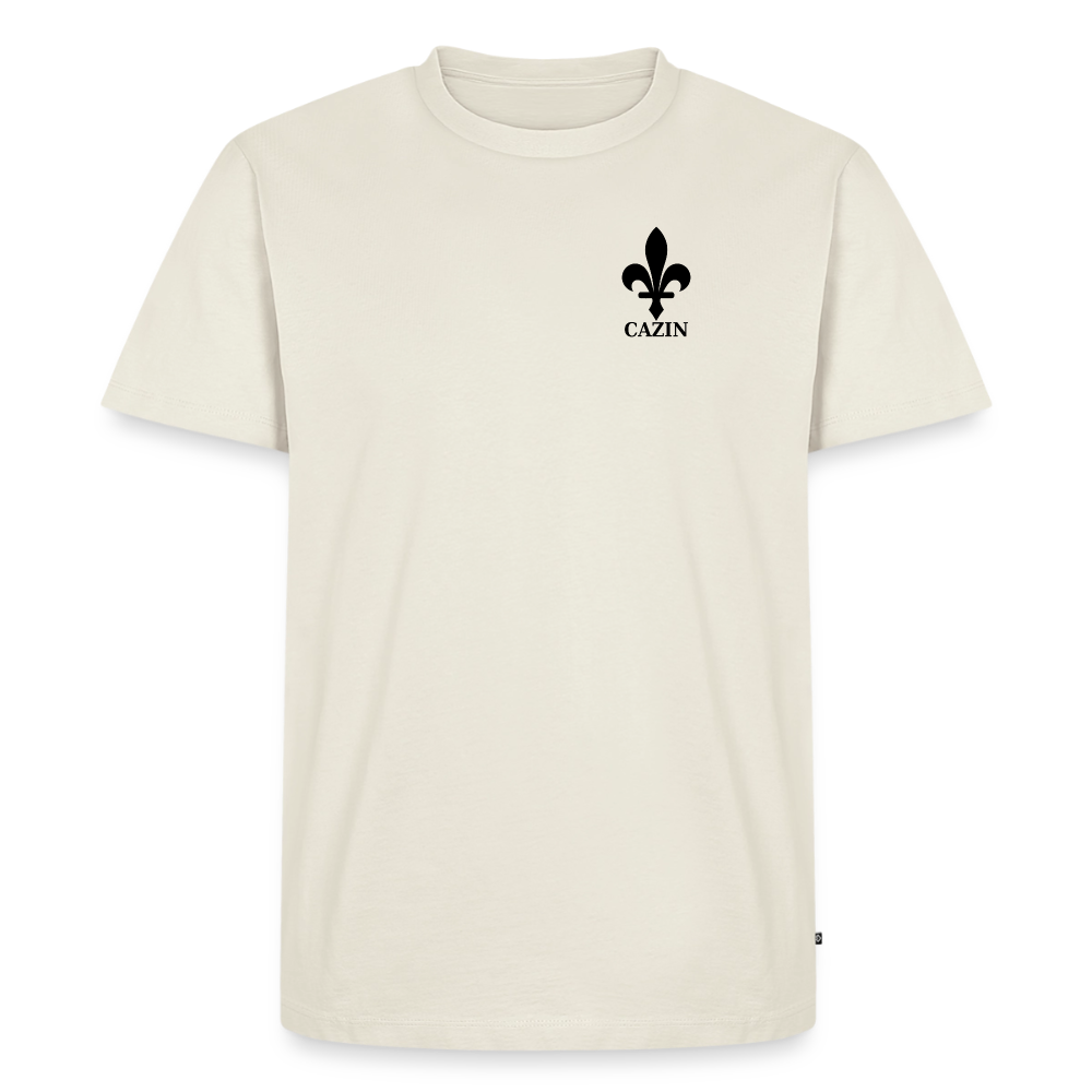 CAZIN Premium T-Shirt Herren – Bosnische Lilie | Brust- & Rückenprint - Naturweiß