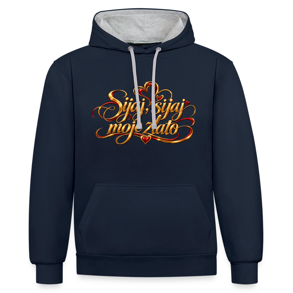 Kontrast-Hoodie - Sijaj sijaj moje zlato - Navy/Grau meliert