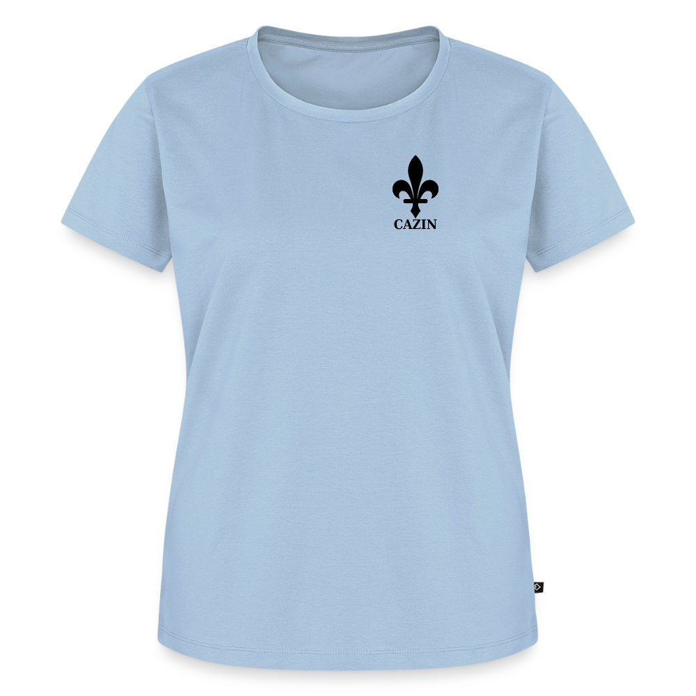 CAZIN Premium T-Shirt Frauen – Bosnische Lilie | Brust- & Rückenprint - Hellblau