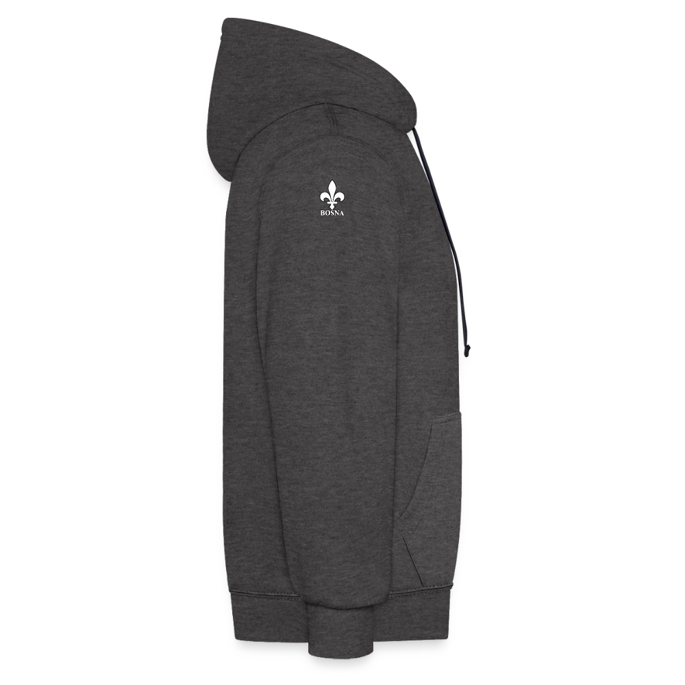 BOSNA Hoodie mit Lilie – AWDis Just Hoods Kontrast-Hoodie mit Ärmelprints - Anthrazit/Schwarz