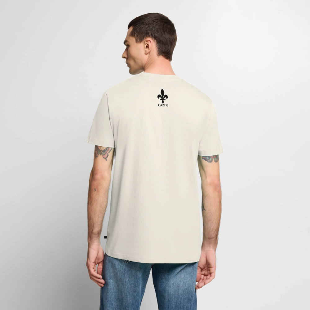 CAZIN Premium T-Shirt Herren – Bosnische Lilie | Brust- & Rückenprint - Naturweiß