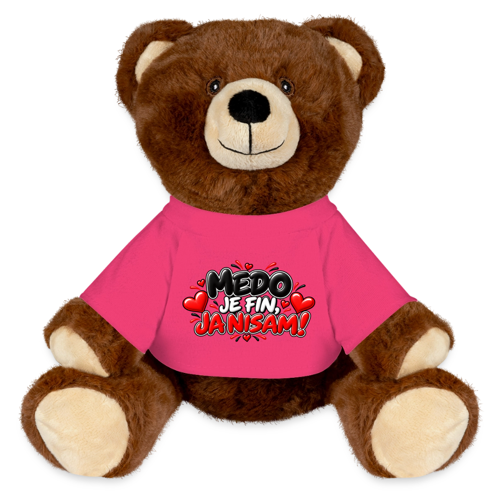 Medo je fin ja nisam Kuschelteddy MiniFeet® – Nachhaltiger Teddybär mit Herz-Design - Pink