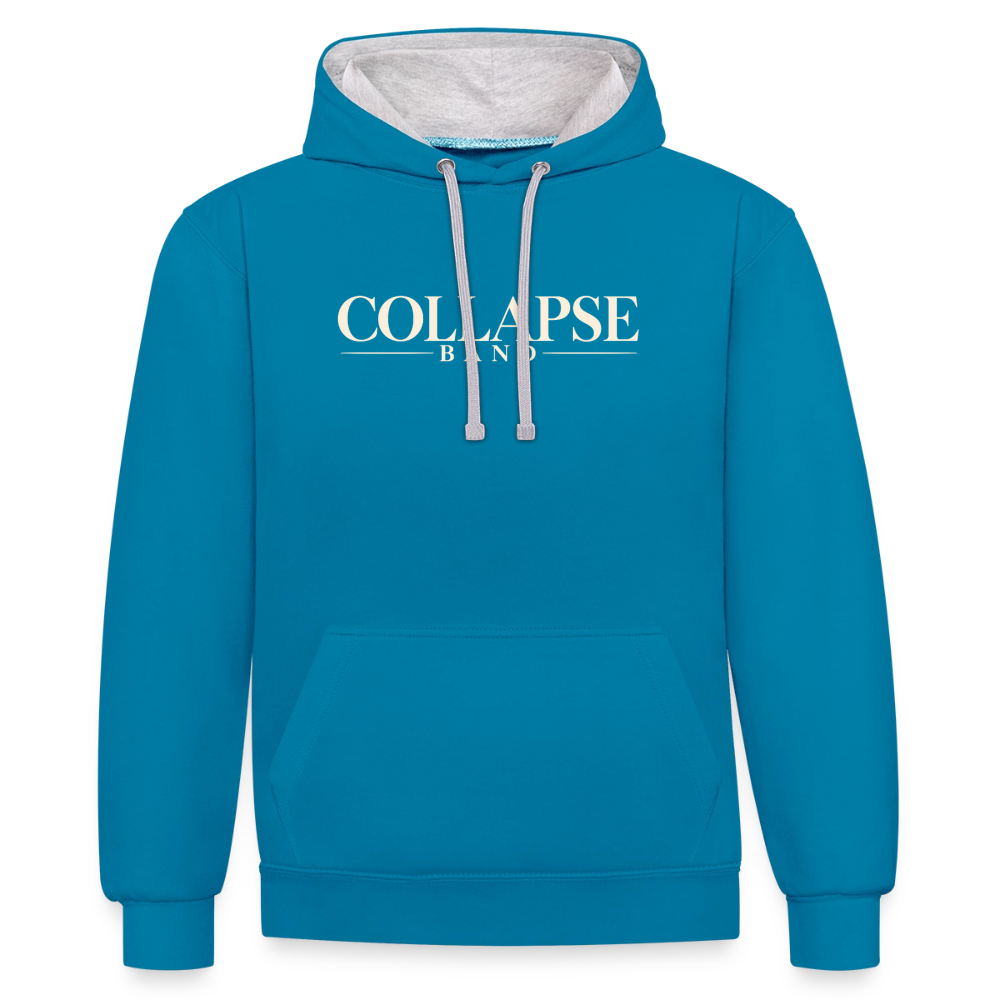 Kontrast-Hoodie - Collapse band - Pfauenblau/Grau meliert