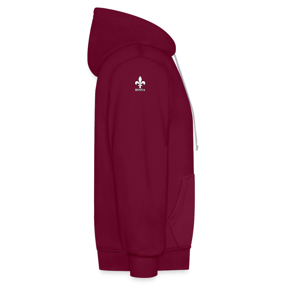 BOSNA Hoodie mit Lilie – AWDis Just Hoods Kontrast-Hoodie mit Ärmelprints - Weinrot/Anthrazit