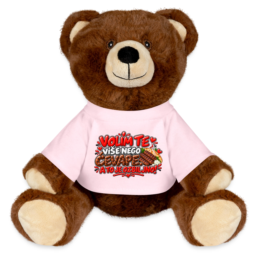 VOLIM TE VIŠE NEGO ĆEVAPE ❤️🧸 – MiniFeet® Kuschelteddy | Lustiges Balkan-Liebesgeschenk - Hellrosa